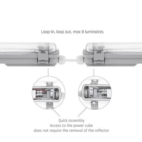 Spectrum LED-Feuchtraumleuchte IP65  T8/G13 - 150cm  Grau |  1- oder 2-Fassungen für 150cm LED Röhren Universal  | IK10 Wannenleuchte Spectrum LED-Feuchtraumleuchte IP65  T8/G13 - 150cm  Grau |  1- oder 2-Fassungen für 150cm LED Röhren Universal  | IK10 Wannenleuchte