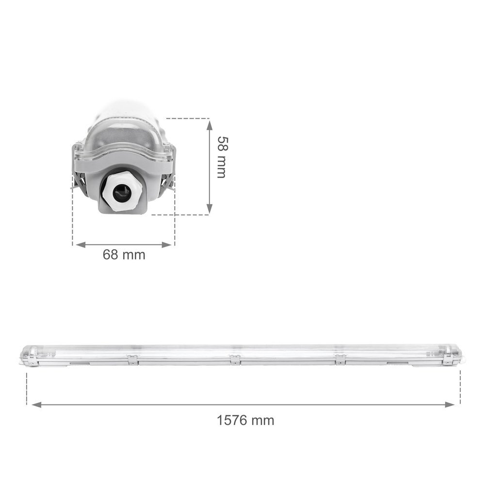 Spectrum LED-Feuchtraumleuchte IP65  T8/G13 - 150cm  Grau |  1- oder 2-Fassungen für 150cm LED Röhren Universal  | IK10 Wannenleuchte Spectrum LED-Feuchtraumleuchte IP65  T8/G13 - 150cm  Grau |  1- oder 2-Fassungen für 150cm LED Röhren Universal  | IK10 Wannenleuchte