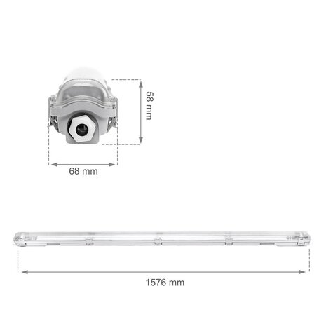 Spectrum LED-Feuchtraumleuchte IP65  T8/G13 - 150cm  Grau |  1- oder 2-Fassungen für 150cm LED Röhren Universal  | IK10 Wannenleuchte Spectrum LED-Feuchtraumleuchte IP65  T8/G13 - 150cm  Grau |  1- oder 2-Fassungen für 150cm LED Röhren Universal  | IK10 Wannenleuchte