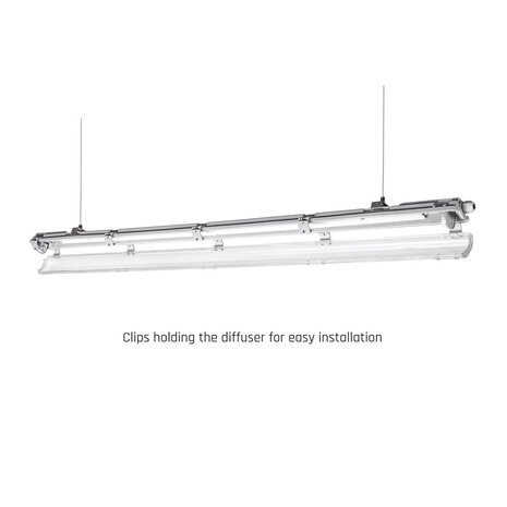 Spectrum LED-Feuchtraumleuchte IP65  T8/G13 - 150cm  Grau |  1- oder 2-Fassungen für 150cm LED Röhren Universal  | IK10 Wannenleuchte Spectrum LED-Feuchtraumleuchte IP65  T8/G13 - 150cm  Grau |  1- oder 2-Fassungen für 150cm LED Röhren Universal  | IK10 Wannenleuchte