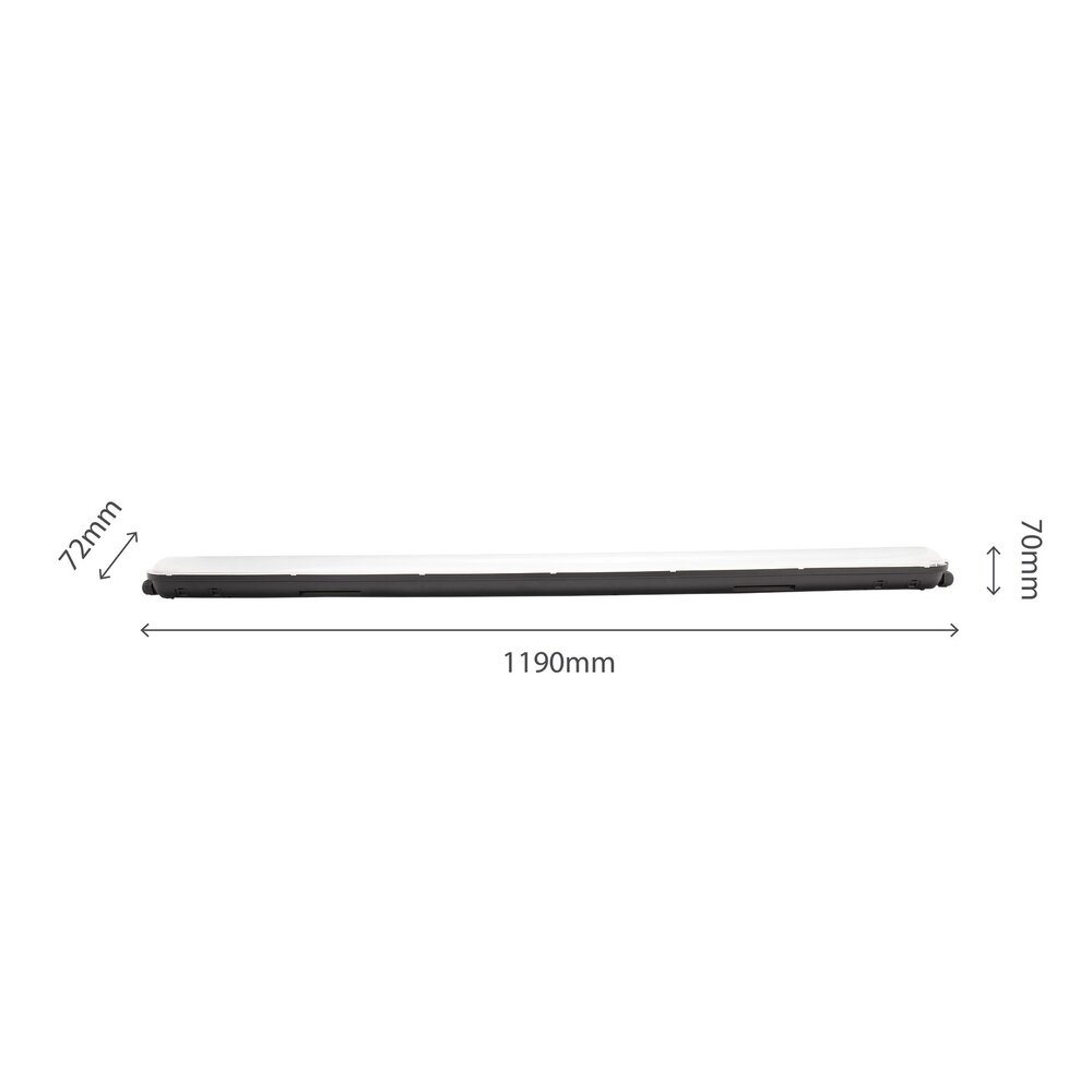 Spectrum LED-Feuchtraumleuchte Wannenleuchte IP65 - 120cm  Schwarz - 38W 6498 Lumen - 4000K 840 Neutral Weiss | IK10 - Modulär Anschließbar Durchgangsverdrahtung Spectrum LED-Feuchtraumleuchte Wannenleuchte IP65 - 120cm  Schwarz - 38W 6498 Lumen - 4000K 840 Neutral Weiss | IK10 - Modulär Anschließbar Durchgangsverdrahtung