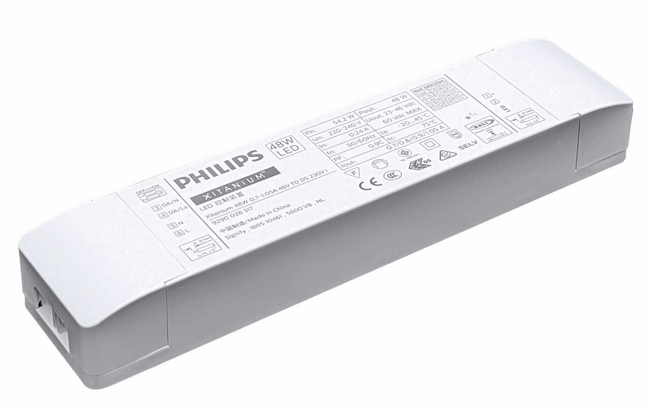 Philips | Offizieller Philips-Vertriebspartner LED DALI driver - Xitanium 48W - Lumen Switch 0.7-1.05A Einstelbar -  46V TD DS 230V