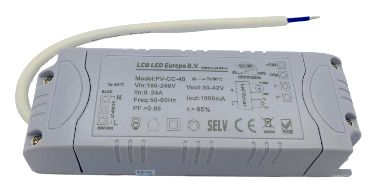 LCB LED-Beleuchtung Innovatives Design, hochwertige Technik & schnelle Lieferung! LED Panel Trafo Netzteil dimmbar 1-10V 40W Constant Current Output
