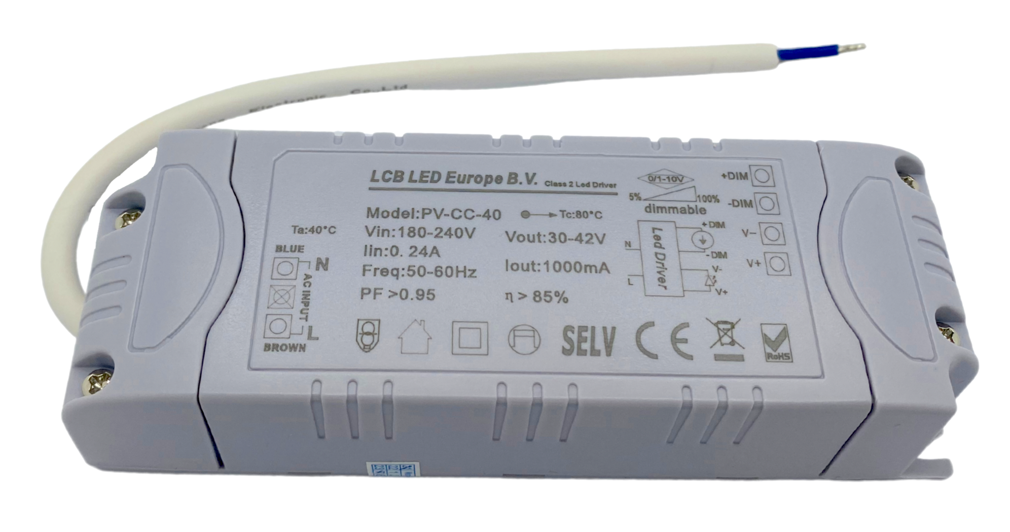 LED Panel Trafo Netzteil dimmbar 1-10V 40W Constant Current Output