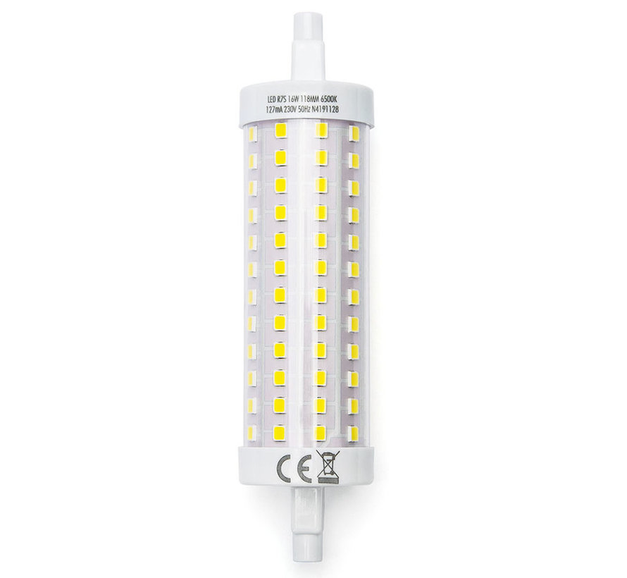LED R7S Lampe - 16W entspricht 131W - 6500K Tageslichtweiß - 118mm - nicht dimmbar