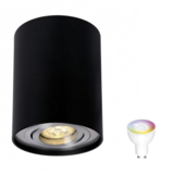 Spectrum WLAN LED Deckenspot - Röhre rund - Schwarz Aluminium - mit GU10 Fassung - schwenkbar - mit App