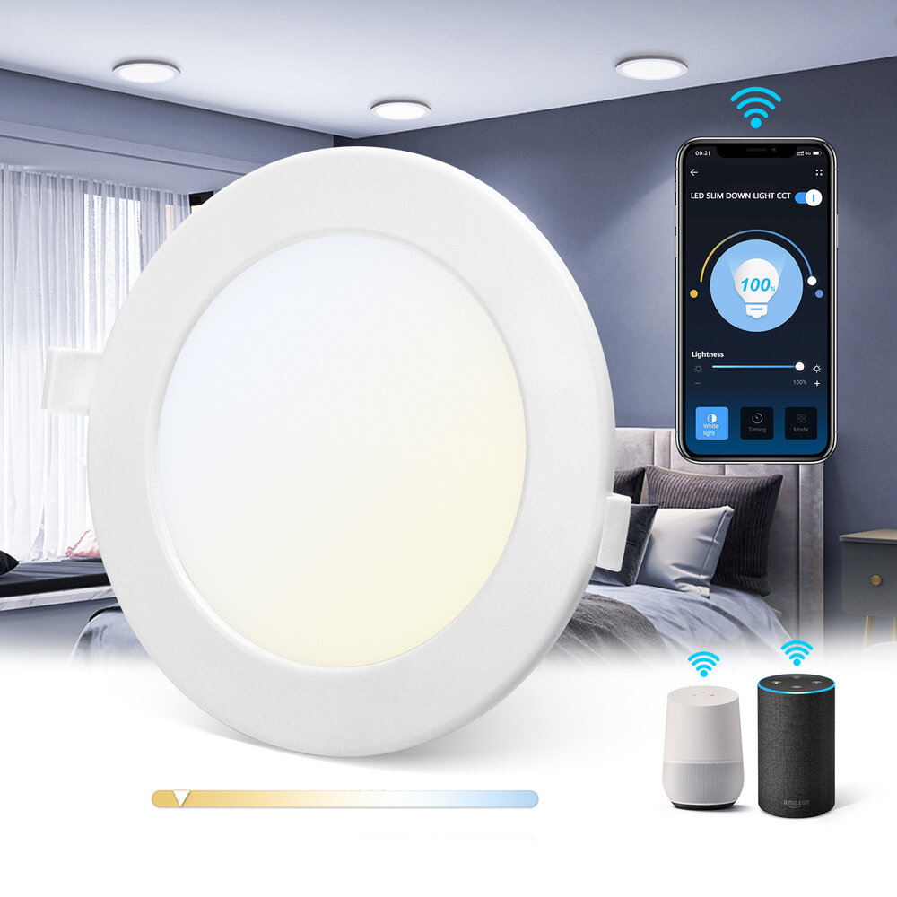 Aigostar LED-Leuchten WLAN LED Einbauspot - 12W - CCT 3000K-6500K - per App steuerbar
