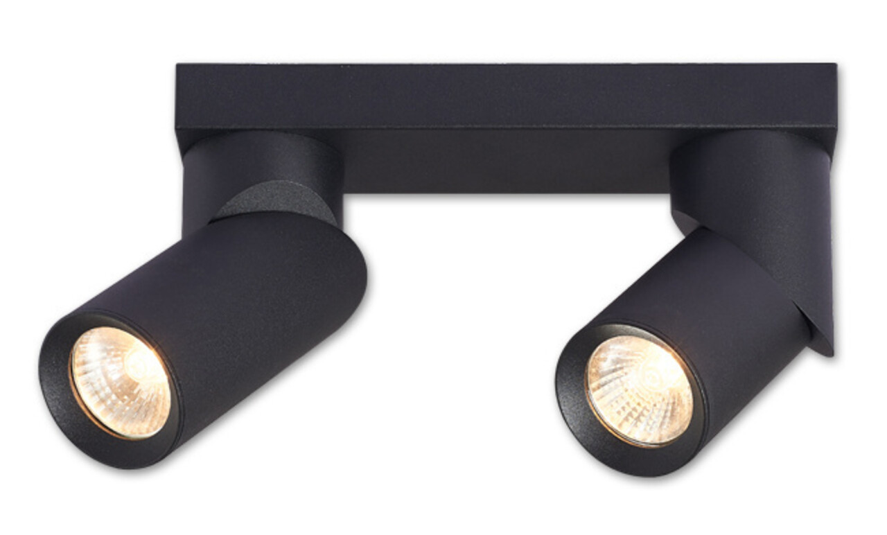 LCB LED-Beleuchtung Innovatives Design, hochwertige Technik & schnelle Lieferung! LED Deckenspot Mattschwarz - 2 verstellbare GU10 Spots