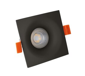 Spectrum Einbaurahmen viereckig Schwarz - Sägegr. 74mm - inkl. GU10 Fassung mit Montagebügel - exkl. LED Spot