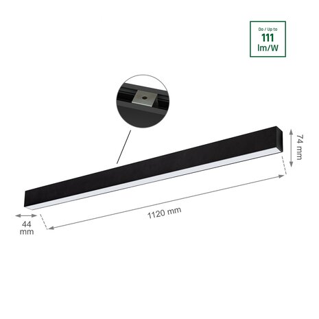 Spectrum LED Linear Design Pendelleuchte Schwarz - 112cm - 36W - 4000K Neutralweiß Spectrum LED Linear Design Pendelleuchte Schwarz - 112cm - 36W - 4000K Neutralweiß