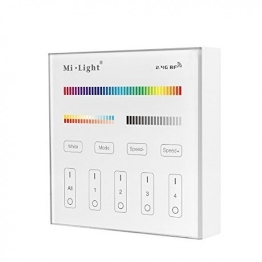 Mi-Light – Smarte LED-Steuerung und intelligente Beleuchtung RGB+CCT Wandcontroller 4 Zone Mi-Light – Smarte LED-Steuerung und intelligente Beleuchtung RGB+CCT Wandcontroller 4 Zone