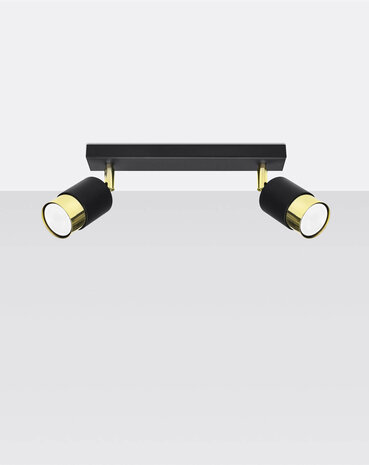 Sollux Lighting LED Deckenspot Schwarz Gold NERO - 2 x GU10 Fassung - exkl. LED's
