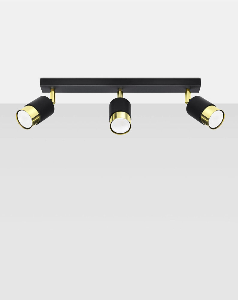 SOLLUX Lighting Group LED Deckenspot Schwarz Gold NERO - 3 x GU10 Fassung - exkl. LED's