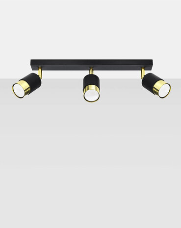 SOLLUX Lighting Group LED Deckenspot Schwarz Gold NERO - 3 x GU10 Fassung - exkl. LED's