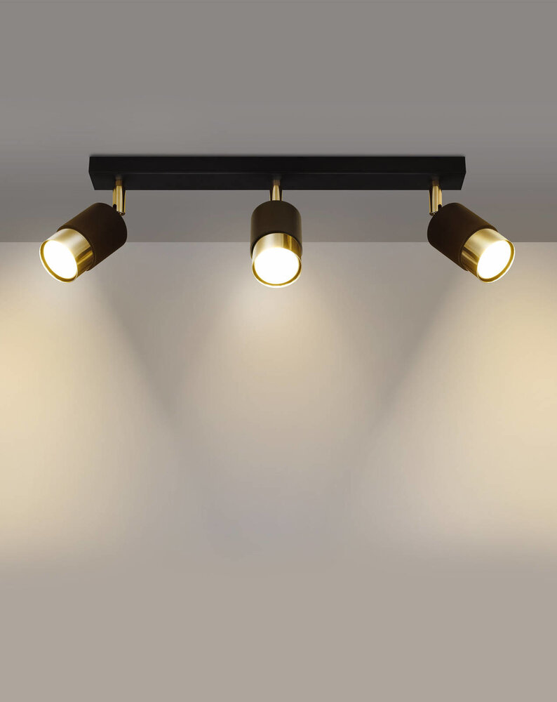 Sollux Lighting LED Deckenspot Schwarz Gold NERO - 3 x GU10 Fassung - exkl. LED's Sollux Lighting LED Deckenspot Schwarz Gold NERO - 3 x GU10 Fassung - exkl. LED's