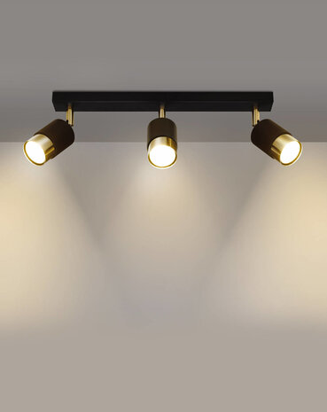 Sollux Lighting LED Deckenspot Schwarz Gold NERO - 3 x GU10 Fassung - exkl. LED's Sollux Lighting LED Deckenspot Schwarz Gold NERO - 3 x GU10 Fassung - exkl. LED's