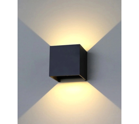 Led line: Erstklassiges Lichtdesign LED-Wandlampe IP54 - kubus Schwarz  2-flammig 6 W - 3000k warm Weiss