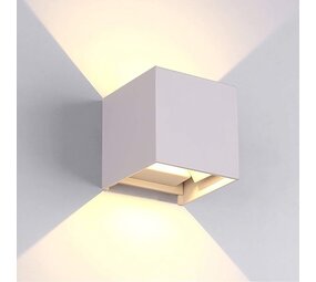 Led line: Erstklassiges Lichtdesign LED Wandleuchte IP54 -  100MM  Cubus Weiß -  6W 450Lm - Up and Down light -  Abstrahlwinkel anpassbar - Lichtfarbe optional