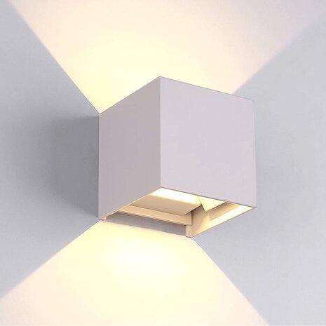 Led line: Erstklassiges Lichtdesign LED Wandleuchte IP54 -  100MM  Cubus Weiß -  6W 450Lm - Up and Down light -  Abstrahlwinkel anpassbar - Lichtfarbe optional