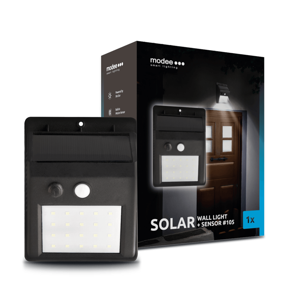 LED Wandleuchte Solar mit Sensor schwarz - IP44 100Lm 6000K Tageslichtweiß