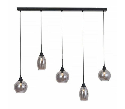 Freelight LED-Beleuchtung  LED Pendelleuchte Macchia mit 5 Lichtern vertikal Schwarz / Rauchglas