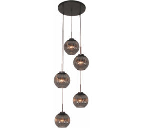 Freelight LED Pendelleuchte Zucca mit 5 Lichtern rund Schwarz / Rauchglas Freelight LED Pendelleuchte Zucca mit 5 Lichtern rund Schwarz / Rauchglas