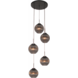 Freelight LED-Beleuchtung  LED Pendelleuchte Zucca mit 5 Lichtern rund Schwarz / Rauchglas