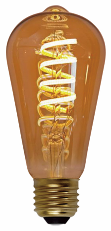 Freelight LED-Beleuchtung  Edison 8W LED Fadenlampe Glühwendel dimmbar 64mm Gold