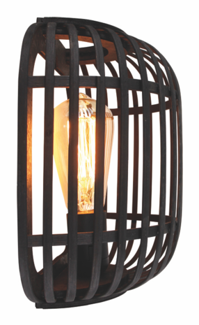 Freelight LED-Beleuchtung  LED Wandleuchte TRECCIA Schwarz / Rattan Schwarz