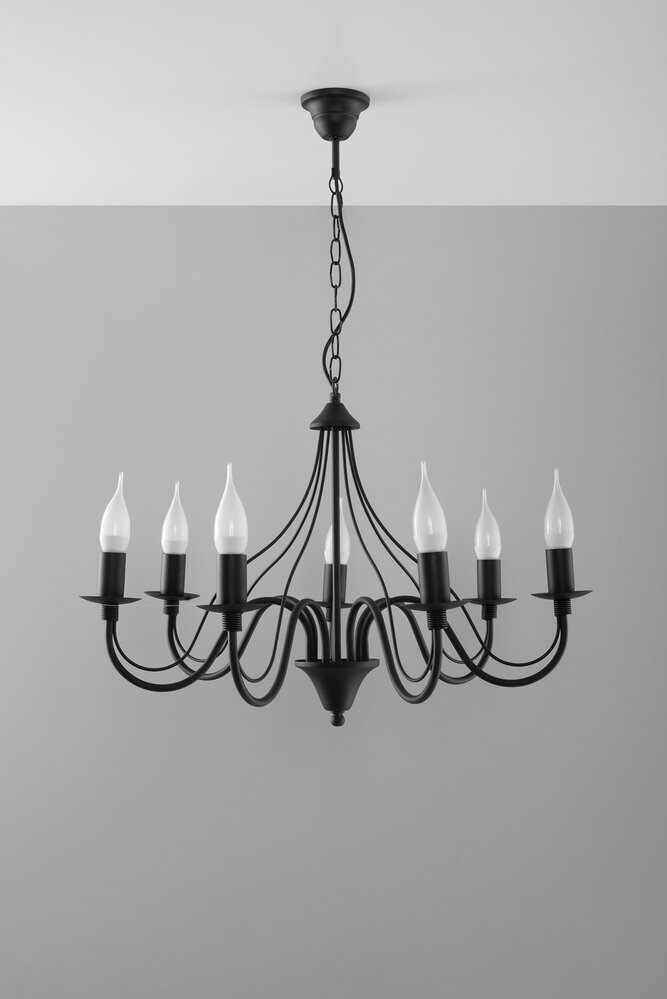 Sollux Lighting Kronleuchter MINERWA 7 Schwarz - 7x E14 Fassung - max. 7x40W - exkl. LED's Sollux Lighting Kronleuchter MINERWA 7 Schwarz - 7x E14 Fassung - max. 7x40W - exkl. LED's