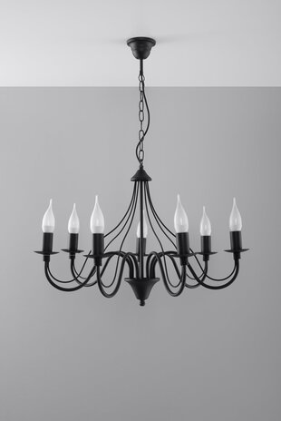 Sollux Lighting Kronleuchter MINERWA 7 Schwarz - 7x E14 Fassung - max. 7x40W - exkl. LED's Sollux Lighting Kronleuchter MINERWA 7 Schwarz - 7x E14 Fassung - max. 7x40W - exkl. LED's