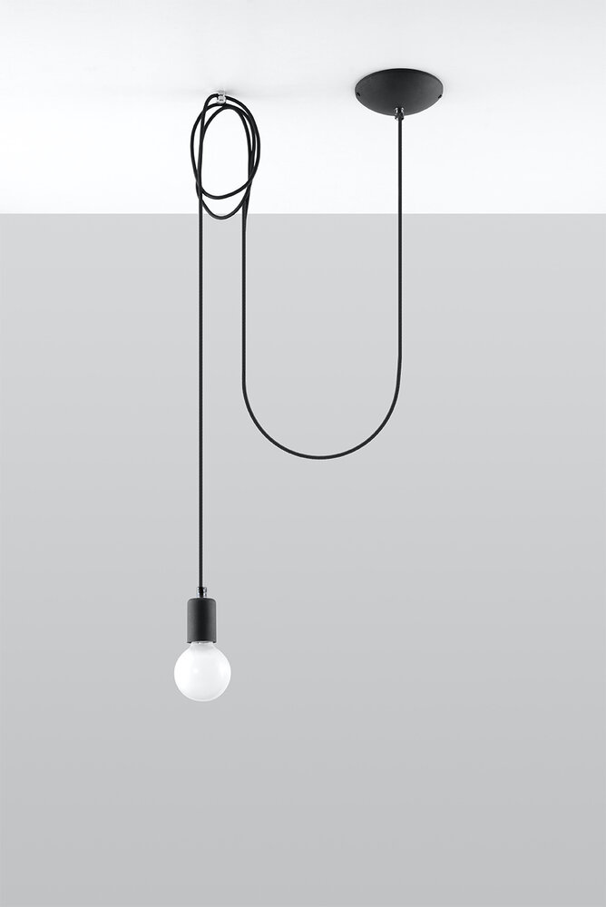 Sollux Lighting Pendelleuchte EDISON 1 Schwarz - 1x E27 Fassung - max. 60W - exkl. LED's Sollux Lighting Pendelleuchte EDISON 1 Schwarz - 1x E27 Fassung - max. 60W - exkl. LED's