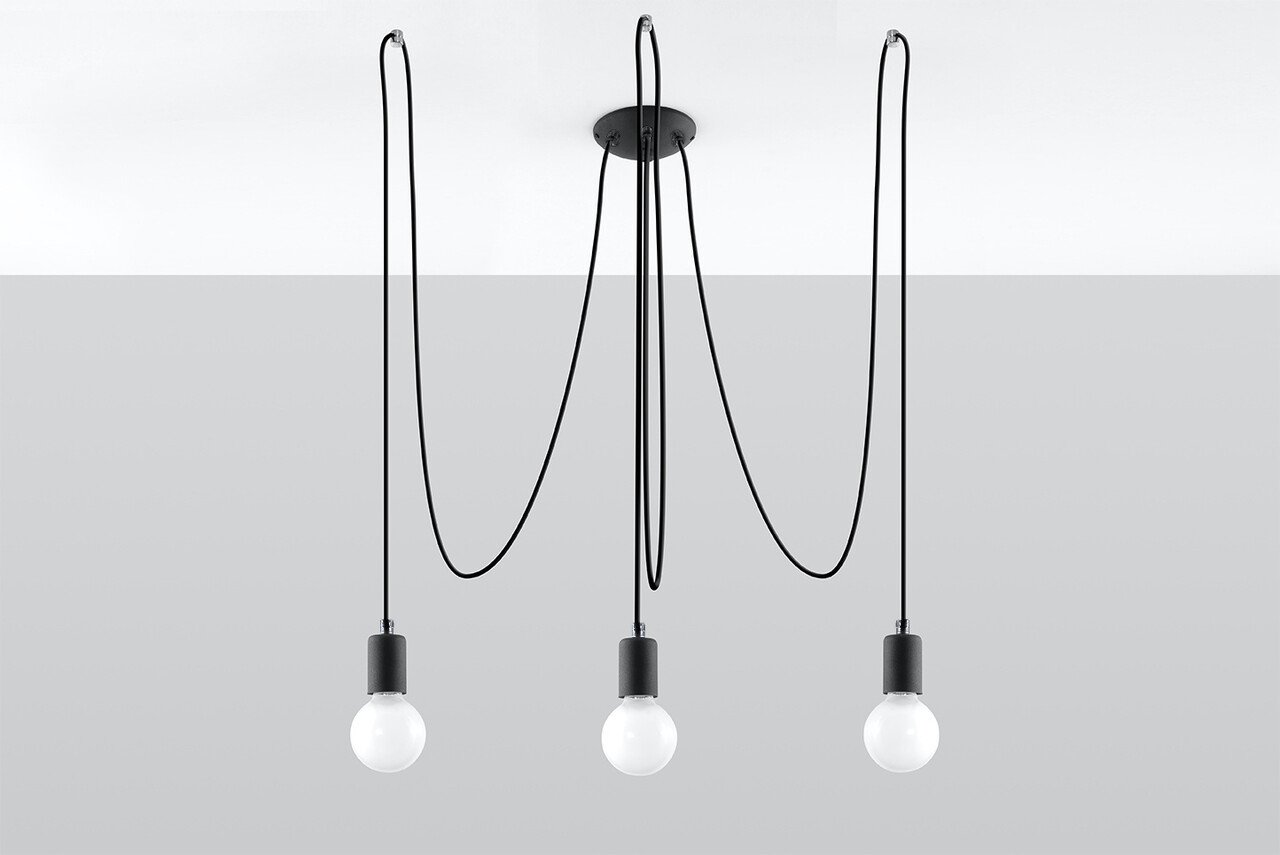 Sollux Lighting Kronleuchter EDISON 3 Schwarz - 3x E27 Fassung - max. 3x60W - exkl. LED's Sollux Lighting Kronleuchter EDISON 3 Schwarz - 3x E27 Fassung - max. 3x60W - exkl. LED's