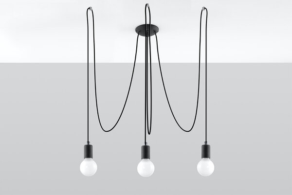 Sollux Lighting Kronleuchter EDISON 3 Schwarz - 3x E27 Fassung - max. 3x60W - exkl. LED's Sollux Lighting Kronleuchter EDISON 3 Schwarz - 3x E27 Fassung - max. 3x60W - exkl. LED's