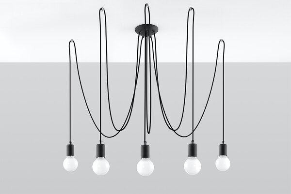 Sollux Lighting Kronleuchter EDISON 5 Schwarz - 5x E27 Fassung - max. 5x60W - exkl. LED's Sollux Lighting Kronleuchter EDISON 5 Schwarz - 5x E27 Fassung - max. 5x60W - exkl. LED's