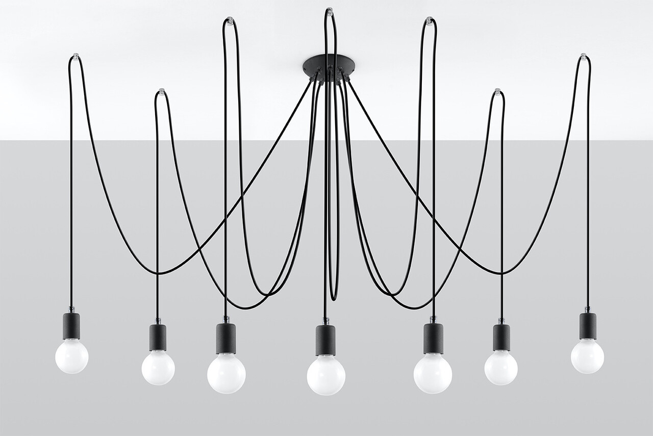 Sollux Lighting Kronleuchter EDISON 7 Schwarz - 7x E27 Fassung - max. 7x60W - exkl. LED's Sollux Lighting Kronleuchter EDISON 7 Schwarz - 7x E27 Fassung - max. 7x60W - exkl. LED's