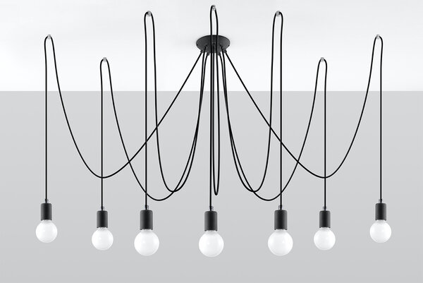 Sollux Lighting Kronleuchter EDISON 7 Schwarz - 7x E27 Fassung - max. 7x60W - exkl. LED's Sollux Lighting Kronleuchter EDISON 7 Schwarz - 7x E27 Fassung - max. 7x60W - exkl. LED's