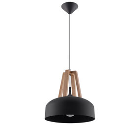 Sollux Lighting Pendelleuchte CASCO Schwarz / Natur Holz - 1x E27 Fassung - max. 60W - exkl. LED's Sollux Lighting Pendelleuchte CASCO Schwarz / Natur Holz - 1x E27 Fassung - max. 60W - exkl. LED's