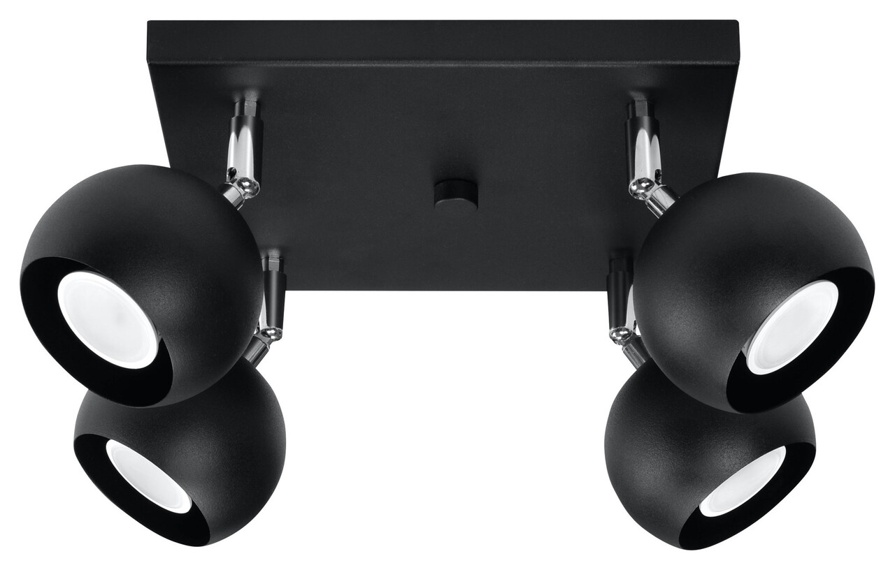 Sollux Lighting Deckenspot OCULARE 4 Schwarz - 4x GU10 Fassung - max. 4x40W - exkl. LED's