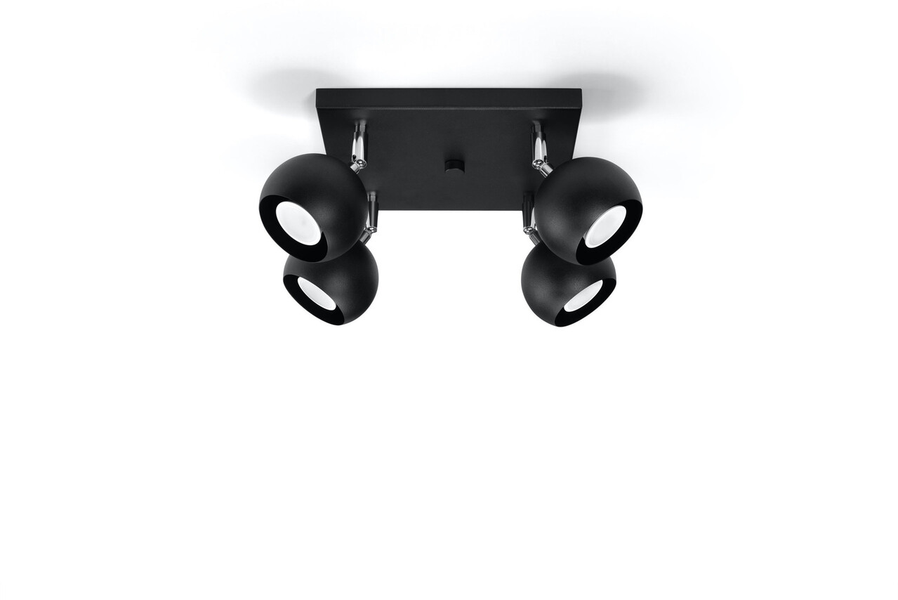 Sollux Lighting Deckenspot OCULARE 4 Schwarz - 4x GU10 Fassung - max. 4x40W - exkl. LED's