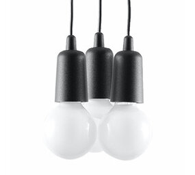 Sollux Lighting Pendelleuchte DIEGO 3 Schwarz - 3x E27 Fassung - max. 3x60W - exkl. LED's Sollux Lighting Pendelleuchte DIEGO 3 Schwarz - 3x E27 Fassung - max. 3x60W - exkl. LED's