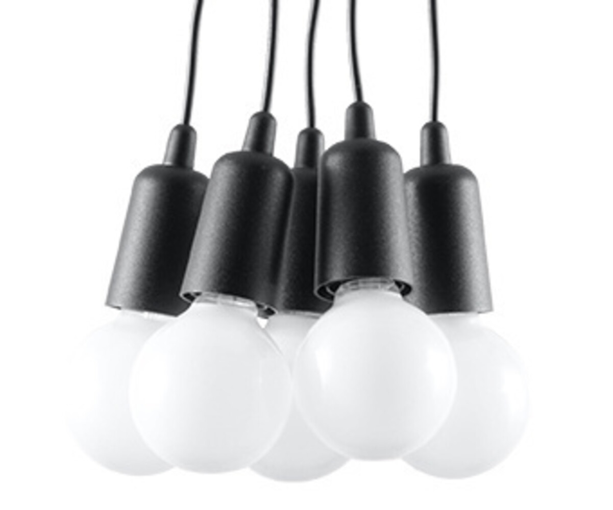 Sollux Lighting Pendelleuchte DIEGO 5 Schwarz - 5x E27 Fassung - max. 5x60W - exkl. LED's Sollux Lighting Pendelleuchte DIEGO 5 Schwarz - 5x E27 Fassung - max. 5x60W - exkl. LED's