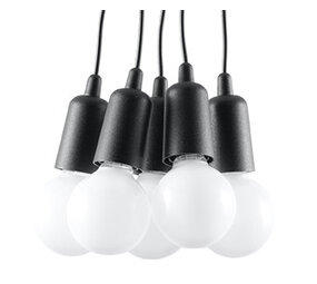 Sollux Lighting Pendelleuchte DIEGO 5 Schwarz - 5x E27 Fassung - max. 5x60W - exkl. LED's Sollux Lighting Pendelleuchte DIEGO 5 Schwarz - 5x E27 Fassung - max. 5x60W - exkl. LED's