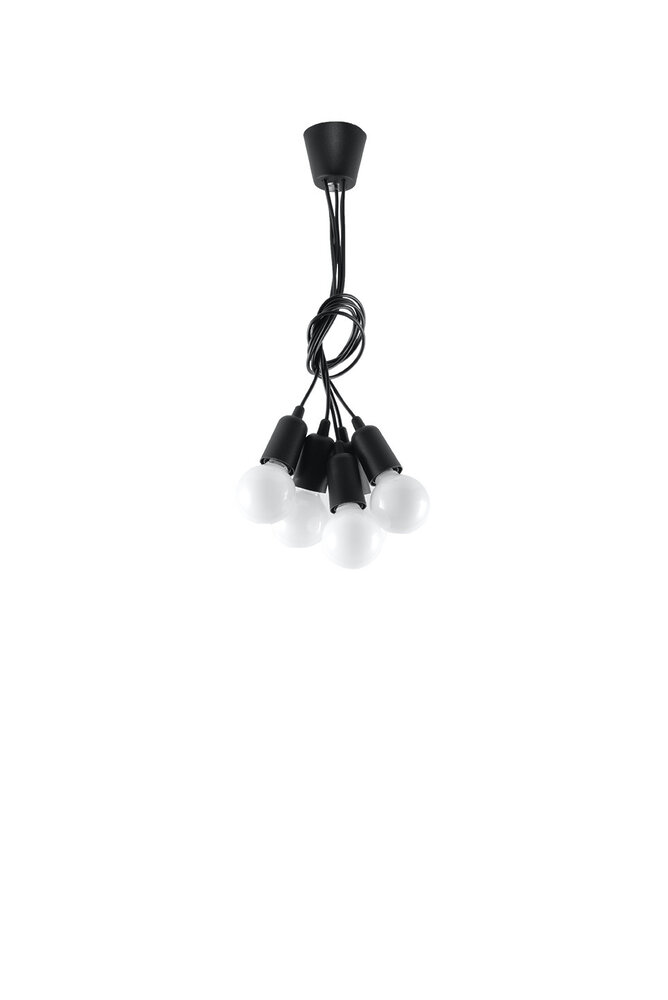 Sollux Lighting Pendelleuchte DIEGO 5 Schwarz - 5x E27 Fassung - max. 5x60W - exkl. LED's Sollux Lighting Pendelleuchte DIEGO 5 Schwarz - 5x E27 Fassung - max. 5x60W - exkl. LED's