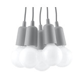 Sollux Lighting Pendelleuchte DIEGO 5 Grau - 5x E27 Fassung - max. 5x60W - exkl. LED's