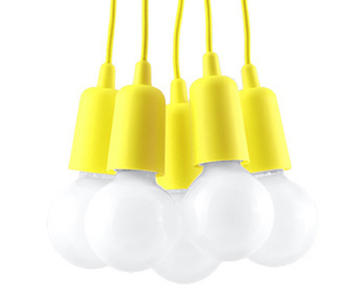 Sollux Lighting Pendelleuchte DIEGO 5 Gelb - 5x E27 Fassung - max. 5x60W - exkl. LED's Sollux Lighting Pendelleuchte DIEGO 5 Gelb - 5x E27 Fassung - max. 5x60W - exkl. LED's