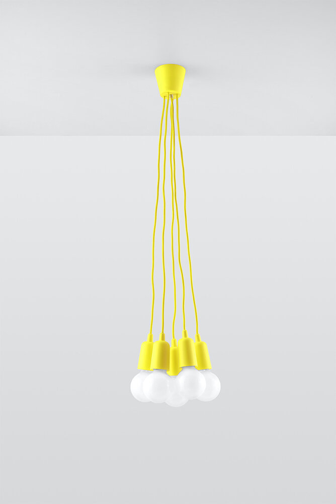 Sollux Lighting Pendelleuchte DIEGO 5 Gelb - 5x E27 Fassung - max. 5x60W - exkl. LED's Sollux Lighting Pendelleuchte DIEGO 5 Gelb - 5x E27 Fassung - max. 5x60W - exkl. LED's