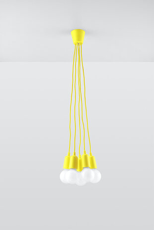 Sollux Lighting Pendelleuchte DIEGO 5 Gelb - 5x E27 Fassung - max. 5x60W - exkl. LED's Sollux Lighting Pendelleuchte DIEGO 5 Gelb - 5x E27 Fassung - max. 5x60W - exkl. LED's