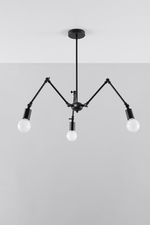 Sollux Lighting Kronleuchter STARK 3 Schwarz - 3x E27 Fassung - max. 3x60W - exkl. LED's Sollux Lighting Kronleuchter STARK 3 Schwarz - 3x E27 Fassung - max. 3x60W - exkl. LED's