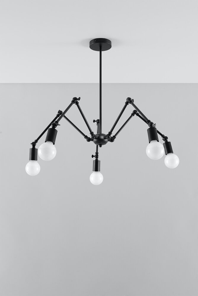Sollux Lighting Kronleuchter STARK 5 Schwarz - 5x E27 Fassung - max. 5x60W - exkl. LED's Sollux Lighting Kronleuchter STARK 5 Schwarz - 5x E27 Fassung - max. 5x60W - exkl. LED's